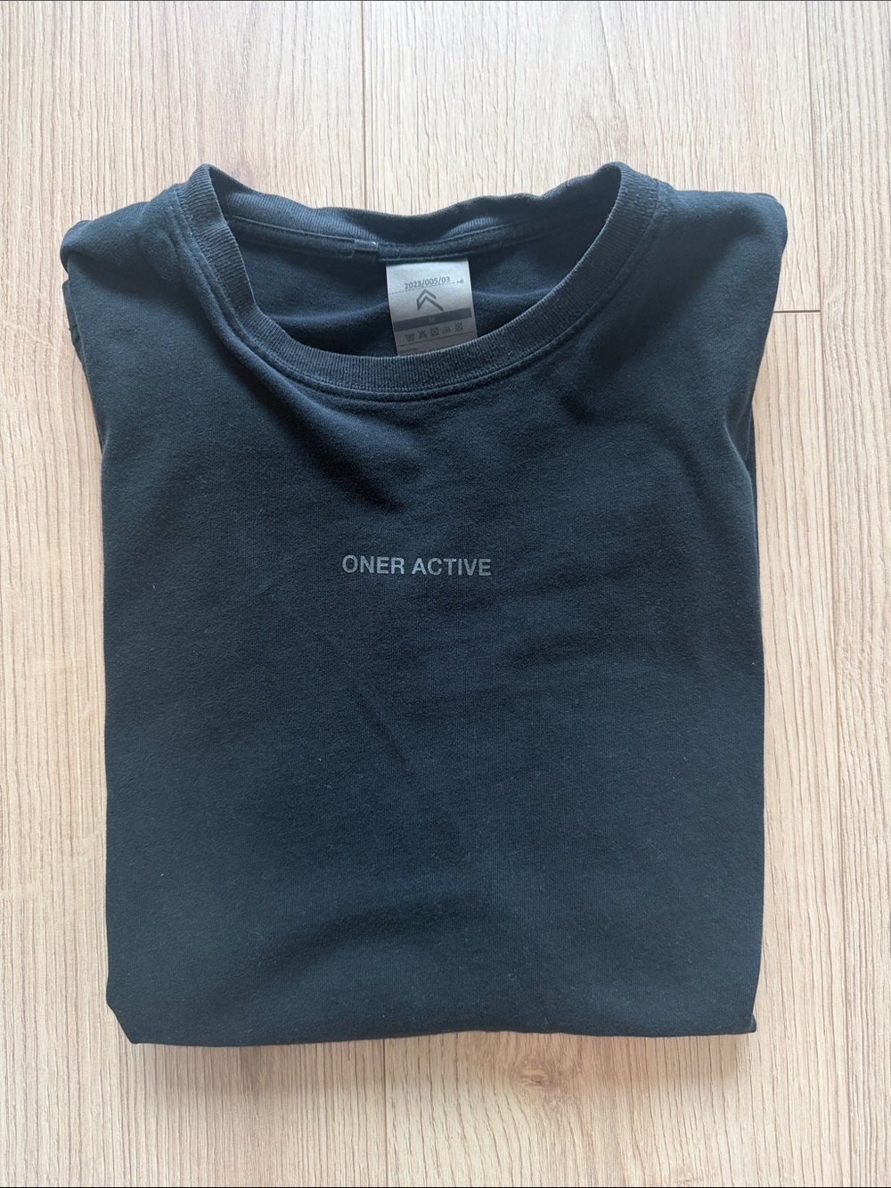 Oner Active Black Short Sleeve Crewneck Tee with Center Logo